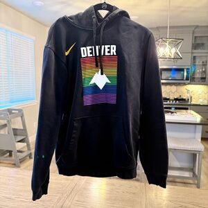 Nike Black Denver Hoodie with Rainbow Stripe Graphic
